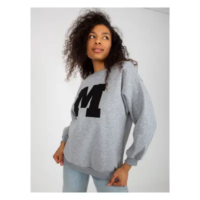 Grey hoodless sweatshirt with patch