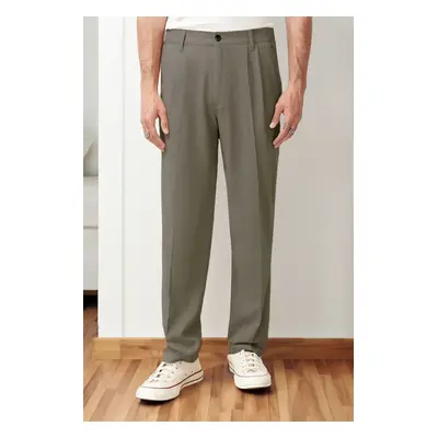 Trendyol Khaki Pleated Classic Baggy Fit Fabric Trousers