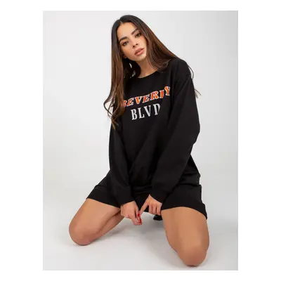 Black cotton sweatshirt with print