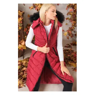 Z6752 DEWBERRY LADIES' VEST-PLAIN BURGUNDY