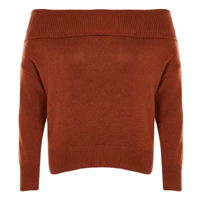 Trendyol Curve Brown Carmen Collar Knitwear Sweater