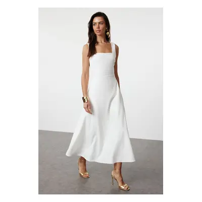 Trendyol White A-Cut Woven Elegant Evening Dress