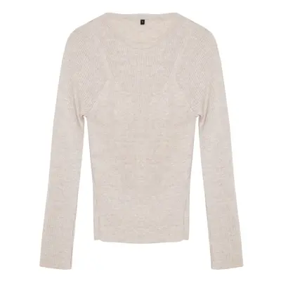 Trendyol Beige Basic Double Knitwear Sweater