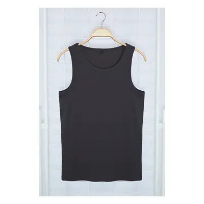 Trendyol Anthracite Slim/Slim Fit Ribbed Basic Sleeveless T-Shirt/Athlete