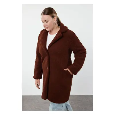 Trendyol Curve Brown Regular Fit Plush Coat