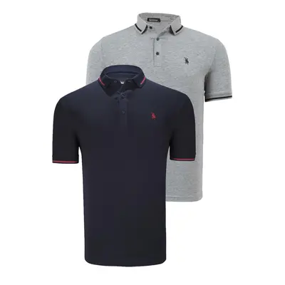 DOUBLE SET T8586 DEWBERRY MEN'S T-SHIRT-NAVY - GREY