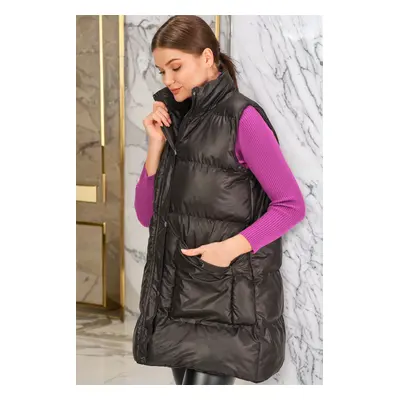 Z6729 DEWBERRY HK STYLE WOMEN'S VEST-PLAIN BLACK