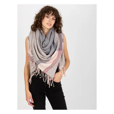 Women's winter scarf with fringe - multicolored