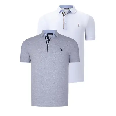 DUAL SET T8582 DEWBERRY MENS T-SHIRT-WHITE-GREY