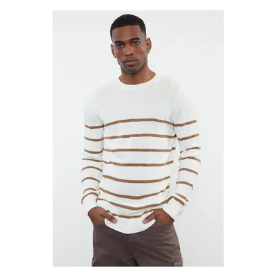 Trendyol Mink Slim Crew Neck Striped Knitwear Sweater