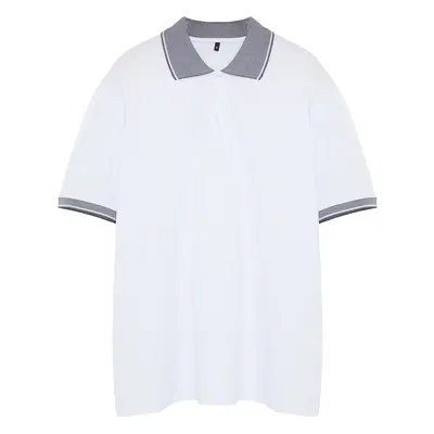 Trendyol White Large Size Regular/Normal Cut Polo Neck T-Shirt