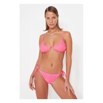 Trendyol Pink Gipel Tie részletes bikini alsó