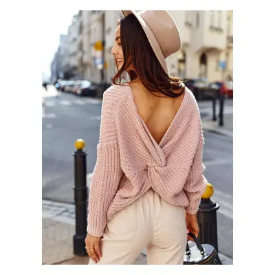 Sweater with a deep slit on the back Cocomore pink