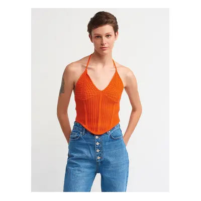 Dilvin Lace-Up Barbell Knitwear Singlet-orange