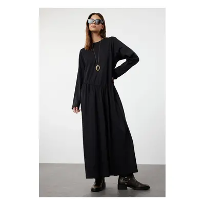 Trendyol Black Oversize Skirt Ruffle Knitted Dress