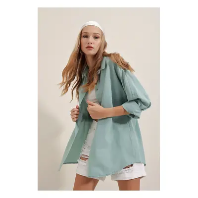 Bigdart Oversize Long Basic Shirt - Aqua Green