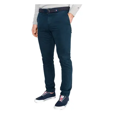 Tommy Hilfiger Trousers - DENTON CHINO BELT dark blue