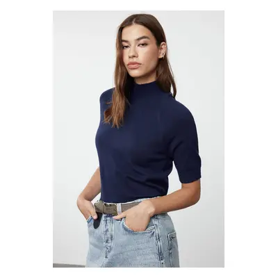 Trendyol Navy Blue Premium Yarn/Special Yarn Soft Touch Basic Knitwear Blouse