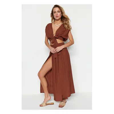 Trendyol Cinnamon Slit Detailed Skirt-blouse Set