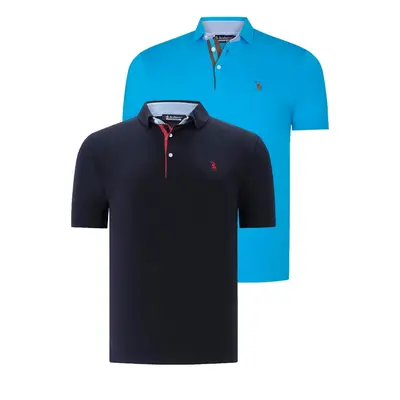 DUAL SET T8582 DEWBERRY MENS T-SHIRT-NAVY BLUE-DARK TURQUOISE