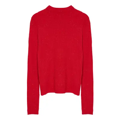 Trendyol Red Premium Yarn/Special Yarn Stand Collar Knitwear Sweater