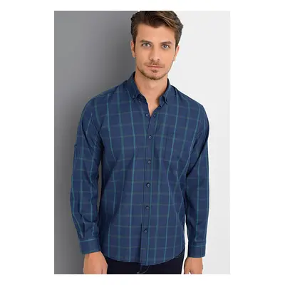 G673 DEWBERRY MENS SHIRT-PLAIN NAVY BLUE