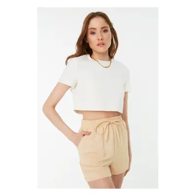 Trendyol Beige Elastic Waist Shorts & Bermuda