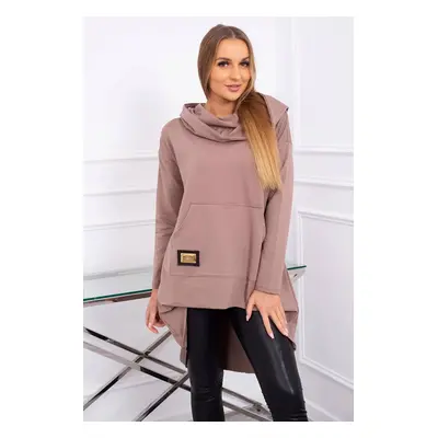 Sweatshirt with long back and mocca hood