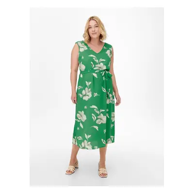 Green Floral Midish with Tie ONLY CARMAKOMA Luxmille - Women