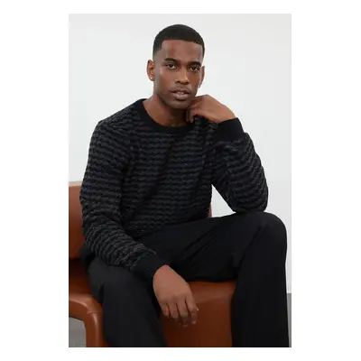 Trendyol Black Slim Crew Neck Textured Knitwear Sweater