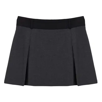 Trendyol Anthracite Mini Double Pleated Woven Shorts Skirt