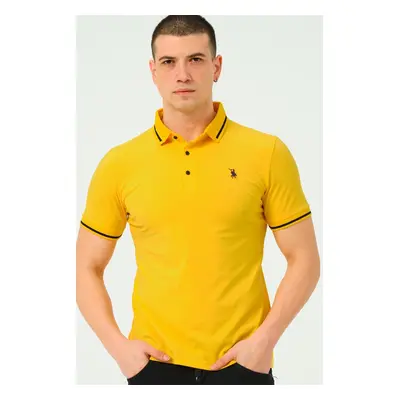 T8586 DEWBERRY MEN'S POLO NECK T-SHIRT-LIGHT YELLOW