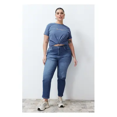 Trendyol Curve Blue More Sustainable High Waist Slim Mom Jeans