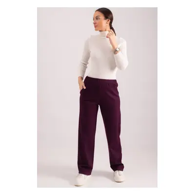 armonika Women's Damson Waist Elastic Waist Pocket Wide Leg Trousers