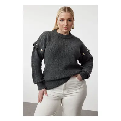 Trendyol Curve Anthracite Sleeves Removable Functional Knitwear Sweater