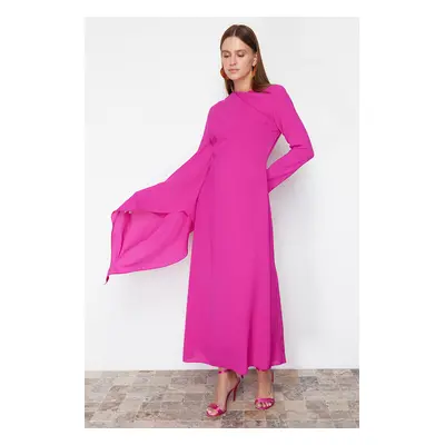 Trendyol Fuchsia Shawl Detailed Evening Dress