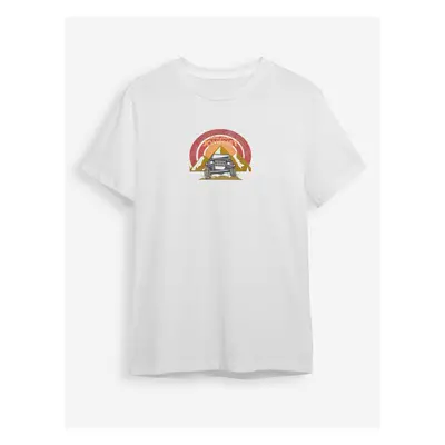 Trendyol White Landscape Printed regular/Normal Cut T-shirt