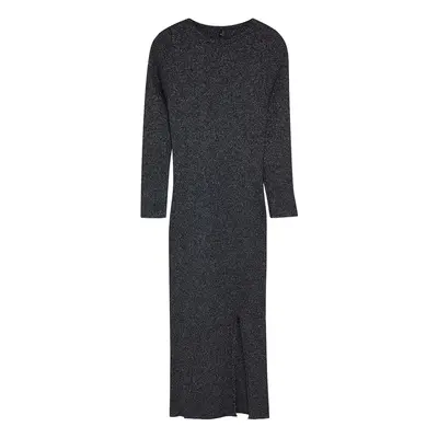 Trendyol Curve Black Lurex Ribbed Body-hugging Knitwear Dress