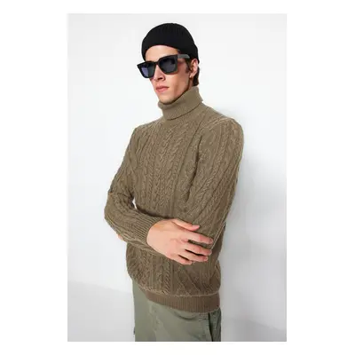 Trendyol Mink Slim Fit Turtleneck Hair Knitted Sweater