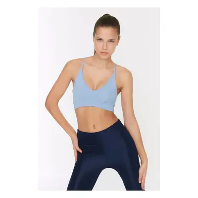 Trendyol Light Blue Supported/Styling String Strap Knitted Sports Bra