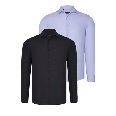 DUAL SET G726 DEWBERRY MENS SHIRTS-BLACK-LILAC