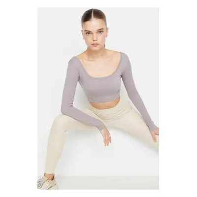 Trendyol Light Purple Seamless Crop Extra Stretch Knitted Sports Top/Blouse