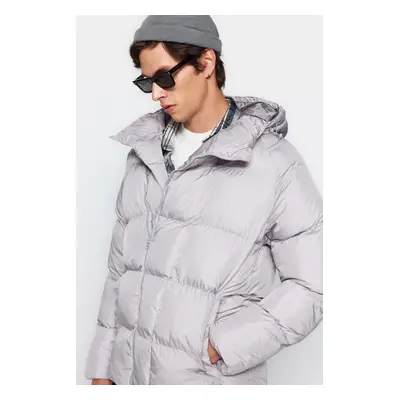 Trendyol Light Gray Oversize Windproof Winter Coat