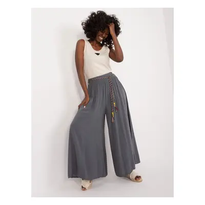 Dark grey wide summer trousers OCH BELLA