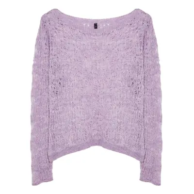 Trendyol Lilac Soft Textured Openwork/Perforated Fine Knitwear Sweater