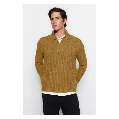 Trendyol Camel Unisex Slim Fit Half Turtleneck Knitwear Sweater