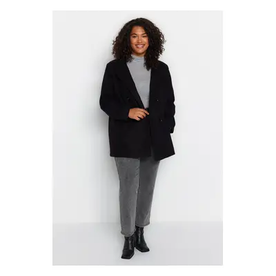 Trendyol Curve Black Double Closed High Neck Coat