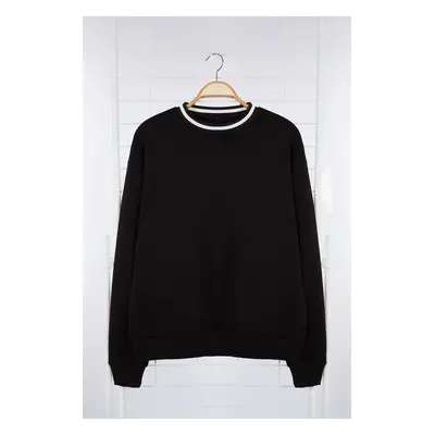 Trendyol Black Premium Oversize/Wide Cut Collar Knitwear Band Detailed Basic Inside Polar Fleece