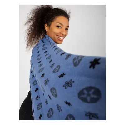 Women's blue scarf with prints