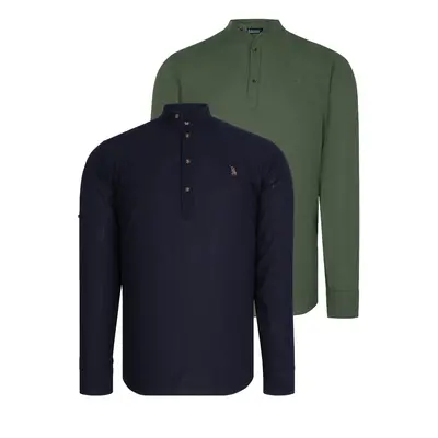 DOUBLE SET G783 DEWBERRY JUDGE COLLAR SHIRT-NAVY-KHAKI